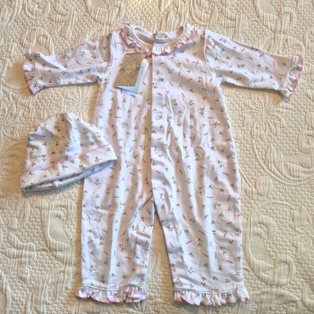 Kissy Kissy girls 3-6 months Garden Roses play suit New hat Sm 0-6 EUC